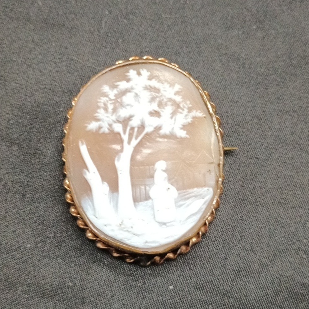 Victorian Shell Cameo Brooch